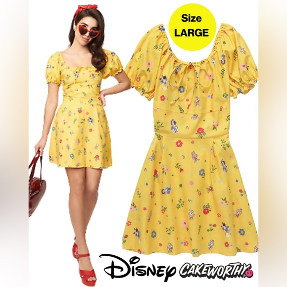 Disney Dresses & Skirts - 🍎DISNEY🍎 Snow White Floral Mini Dress 👸🏻 (Size Large)